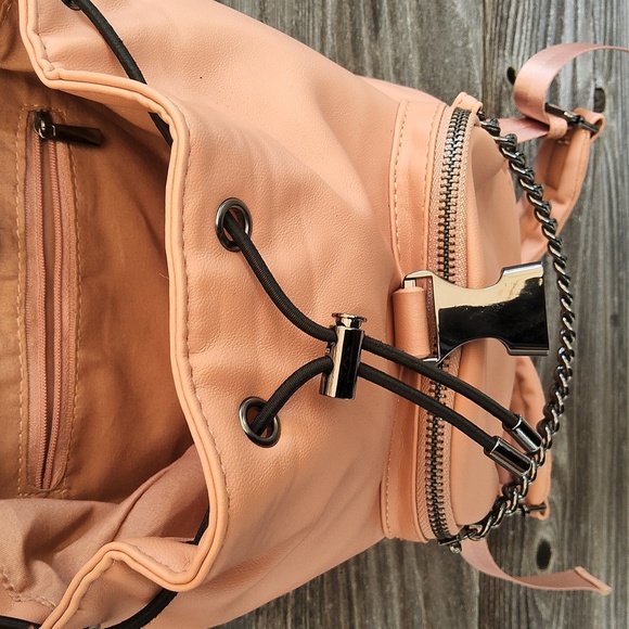 RACHEL Rachel Roy Peach Backpack with Buckke & Chain And Pockets Galore! - Picture 5 of 16